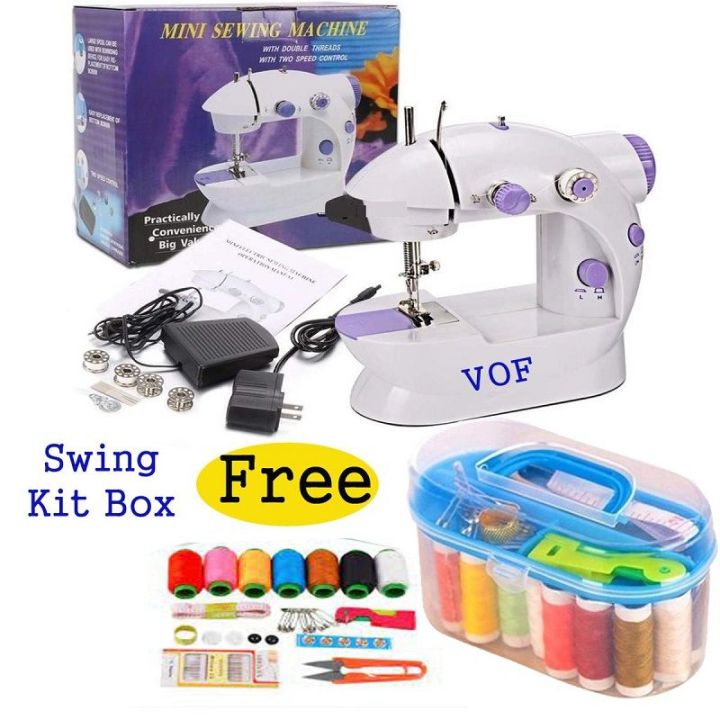8 in 1 Mini Sewing Machine – Dual Speed Portable Mini Electric Pedal Double Threads Rewind Swing Machine(NEW)